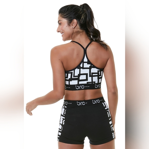 Black and White Geometric Sports Bra Top Venice Square - Picture 4 of 7